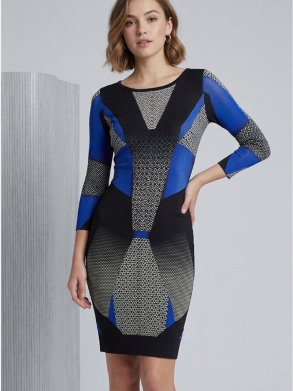 BCBG Dawson Dress 3/4 Sleeve, Full Stretch, Travel Friendly  - Size XS